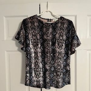 NWT Jade Velvet Silver/Blue/Black Snakeskin Print Top, Sz XS**